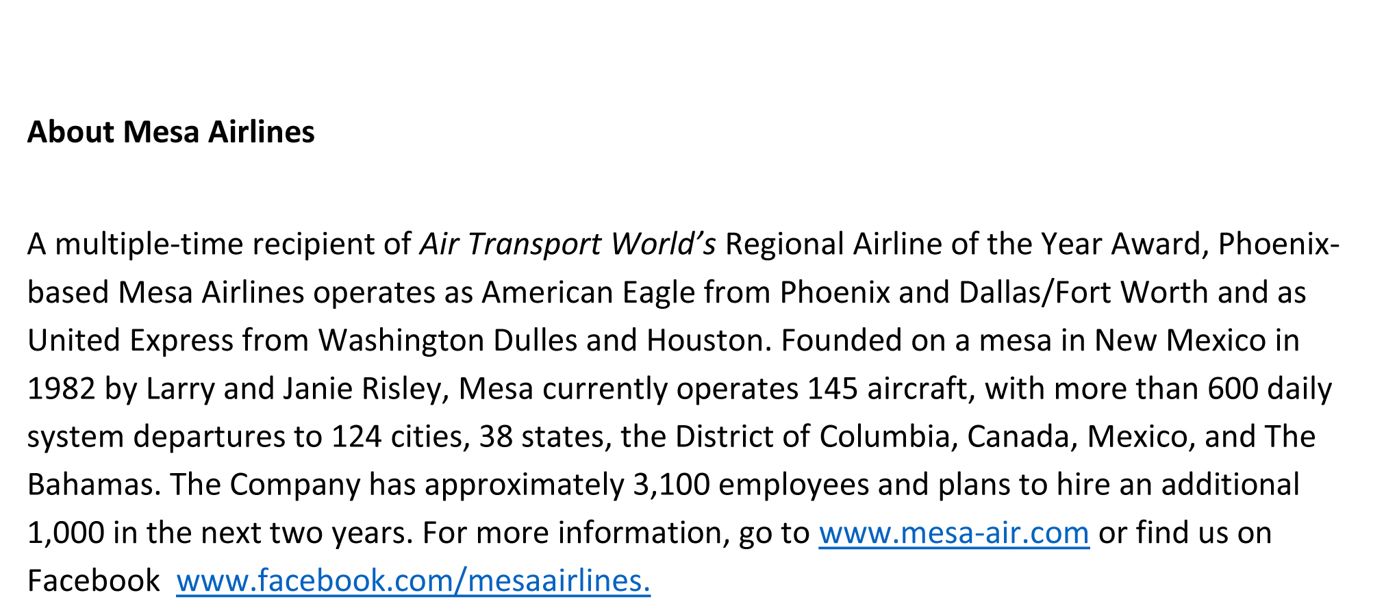 Mesa Press Release 03-2018